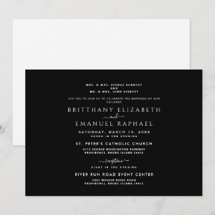 Elegant Black Both Parents Listed Wedding Invitation