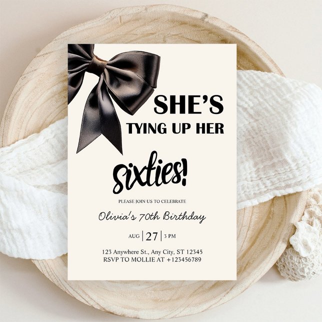 Elegant Black Bow 70th Birthday Invitation (Creator Uploaded)