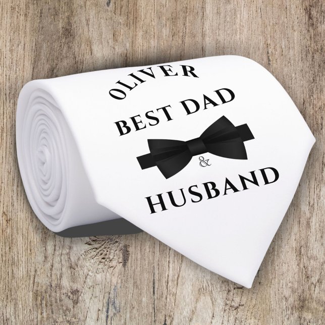 Elegant Black Bow Best Dad & Husband Father`s Day Tie (Creator Uploaded)
