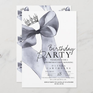 Elegant Black Bow Birthday Party Invitation