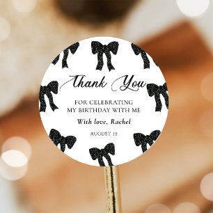 Elegant Black Bow Birthday Sticker