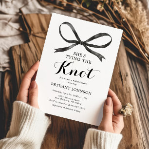 Elegant Black Bow Bridal Shower Invitation