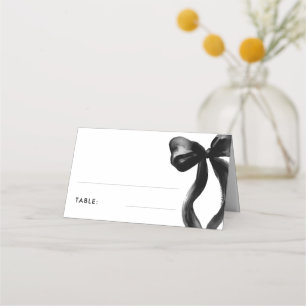 Elegant Black Bow Bridal Shower Table Place Card
