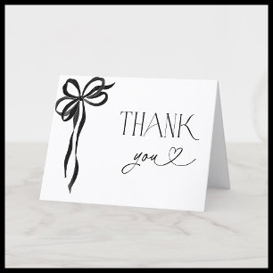 Elegant Black Bow Bridal Shower Thank You Card