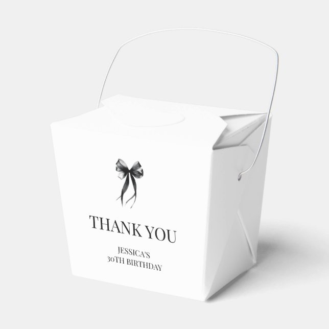 Elegant Black Bow Chic Thirty 30th Birthday Party Favour Box (Front Side)