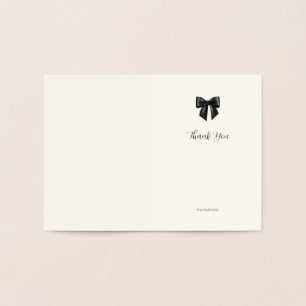 Elegant Black Bow Gold Foil Wedding Thank You Card