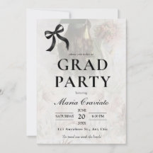 Elegant Black Bow Graduation Party Invitation