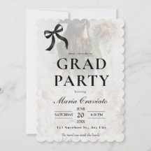 Elegant Black Bow Graduation Party Invitation