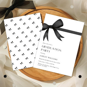 Elegant Black Bow Graduation Party Invitation