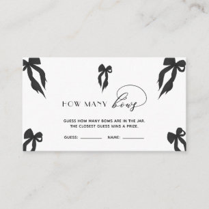 Elegant Black Bow Guess How Many Bows Game Enclosure Card