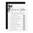 Elegant Black Bow Over or Under Bridal Shower Game