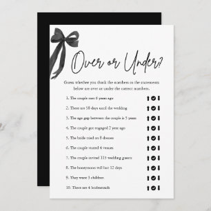 Elegant Black Bow Over or Under Bridal Shower Game Invitation