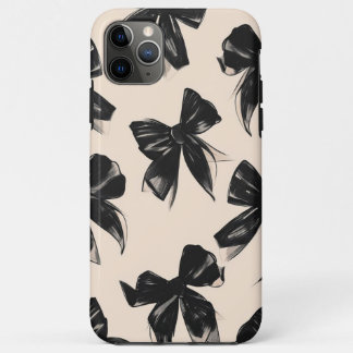 Elegant Black Bow Pattern iPhone Case 
