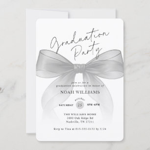Elegant Black Bow Photo Graduation Party Invitation