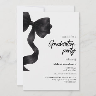 Elegant Black Bow Photo Graduation Party Invitation