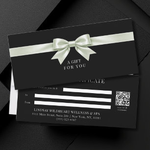 Elegant Black Bow QR Code Gift Certificate