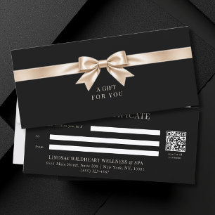 Elegant Black Bow QR Code Gift Certificate
