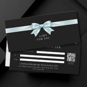 Elegant Black Bow QR Code Gift Certificate