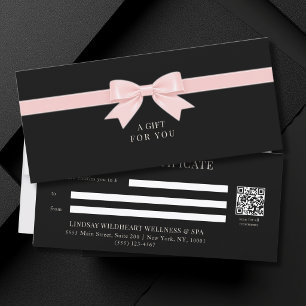 Elegant Black Bow QR Code Gift Certificate