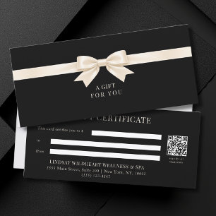 Elegant Black Bow QR Code Gift Certificate