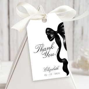 Elegant Black Bow Sweet 16 Favor Tags