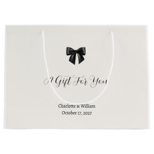 Elegant Black Bow Wedding Favour Large Gift Bag