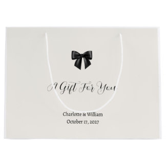 Elegant Black Bow Wedding Favour Large Gift Bag