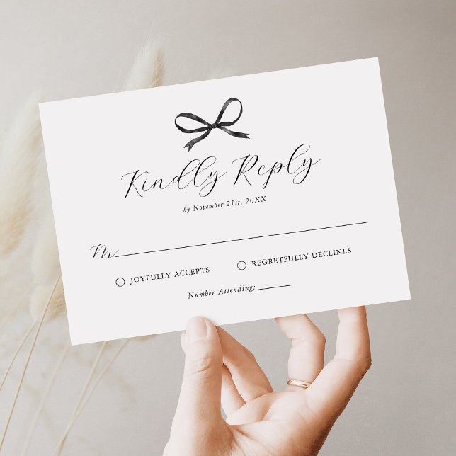 Elegant Black Bow Wedding RSVP (Creator Uploaded)