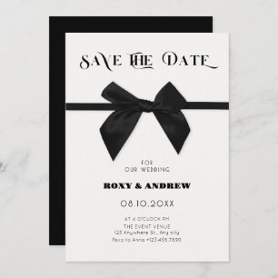 Elegant black bow wedding save the date