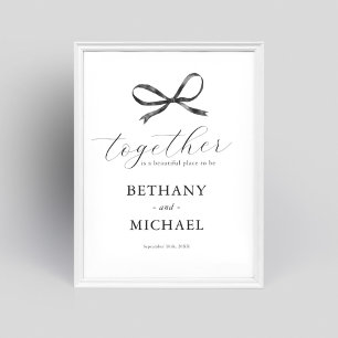 Elegant Black Bow Wedding Welcome Sign