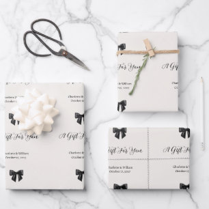 Elegant Black Bow Wedding Wrapping Paper