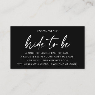 Elegant Black Bridal Shower Recipe Request Enclosure Card