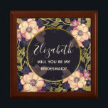 Elegant Black Bridesmaid Proposal Box<br><div class="desc">Rustic,  modern,  elegant,  botanical chic black Bridesmaid proposal box with watercolor blush pink flowers.</div>