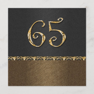 Elegant black brown 65th ANY AGE Invitation