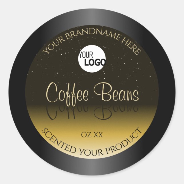 Elegant Black Brown Beige Ombre Product Label Logo (Front)