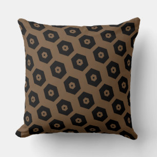 Elegant Black Brown Geometric Pattern Cushion