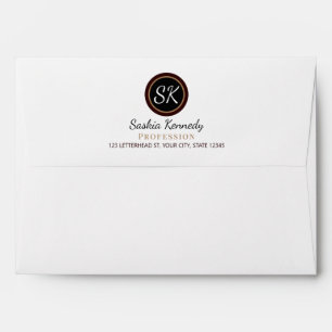 Elegant Black Brown Mix Monogram Business Envelope