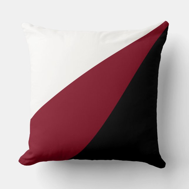 Elegant Black Burgundy and White Throw Pillow (Front)