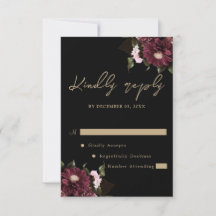 Elegant Black Burgundy Floral Wedding