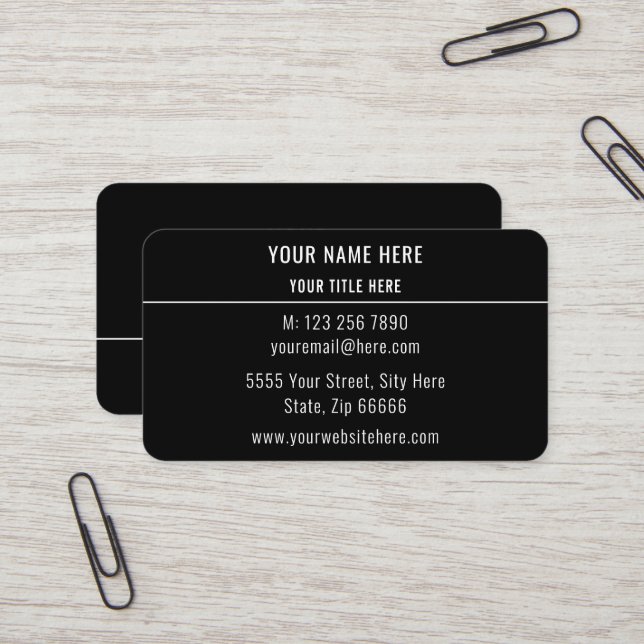 Elegant Black Business Card Make Your Own Design (Front/Back In Situ)