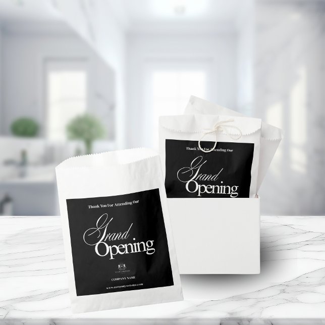 Elegant Black Business Logo Calligraphy Thank You Favour Bags (Creator Uploaded)