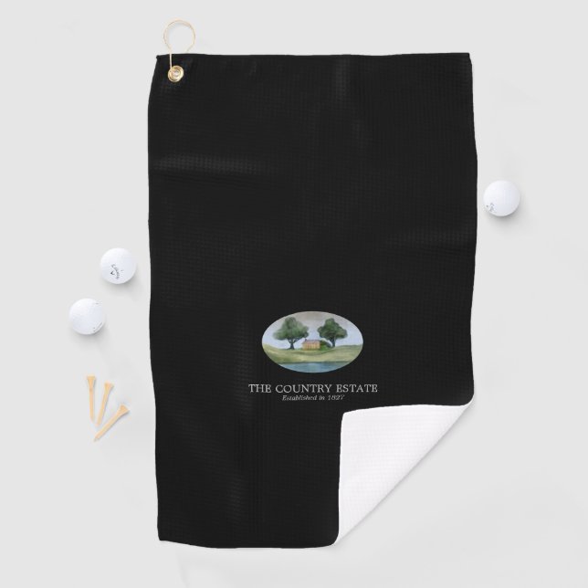 Elegant Black Business Personalised Golf Towel (InSitu)