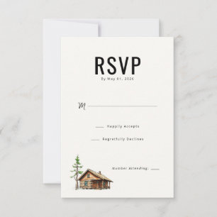 Elegant Black Cabin Illustration RSVP Card