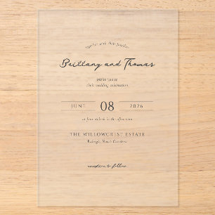 Elegant Black Calligraphy Acrylic Invitations