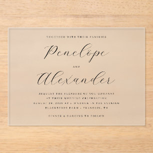 Elegant Black Calligraphy Acrylic Invitations