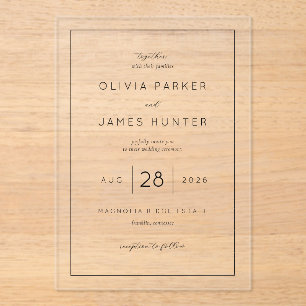 Elegant Black Calligraphy Acrylic Invitations