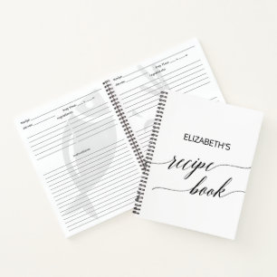 Elegant Black Calligraphy Bridal Shower Recipe Notebook