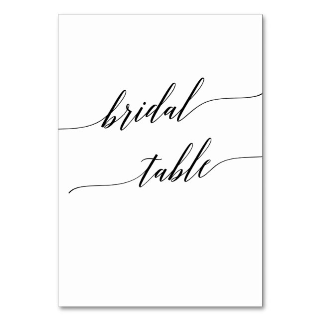 Elegant Black Calligraphy Bridal Table Number (Front)