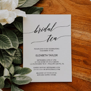 Elegant Black Calligraphy Bridal Tea Invitation