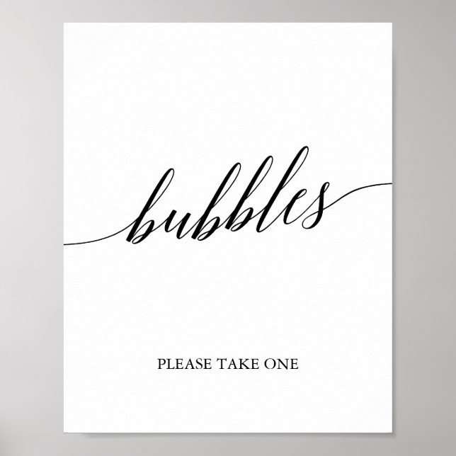 Elegant Black Calligraphy Bubbles Sign (Front)
